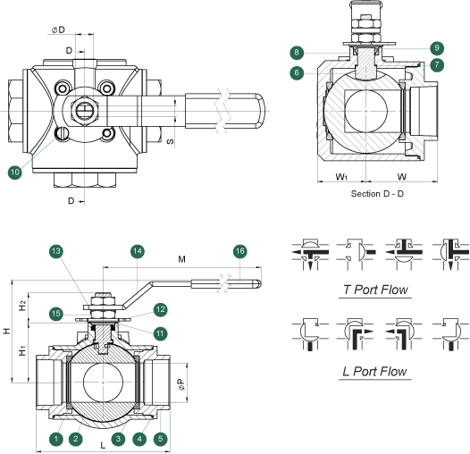 503f  Multi-port 3-way Ball Valve  1  4 U0026quot