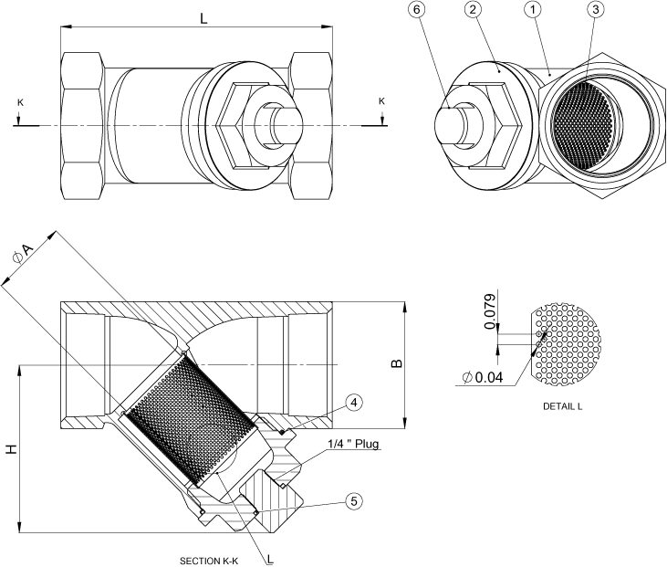 904 Series Y-Strainer Schematic Diagram
