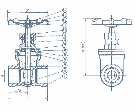 905 Series Gate Valve Schematic Diagram