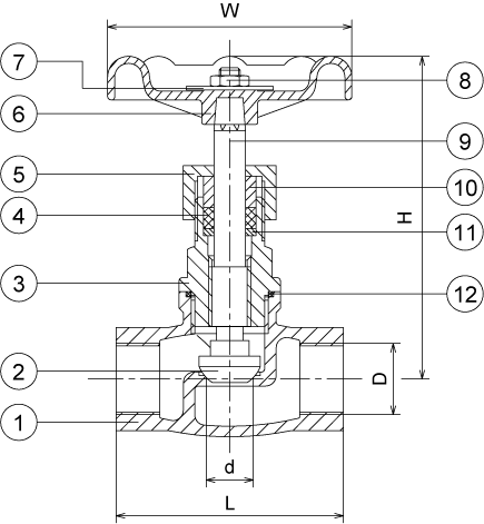 907 Series Globe Valve Schematic Diagram